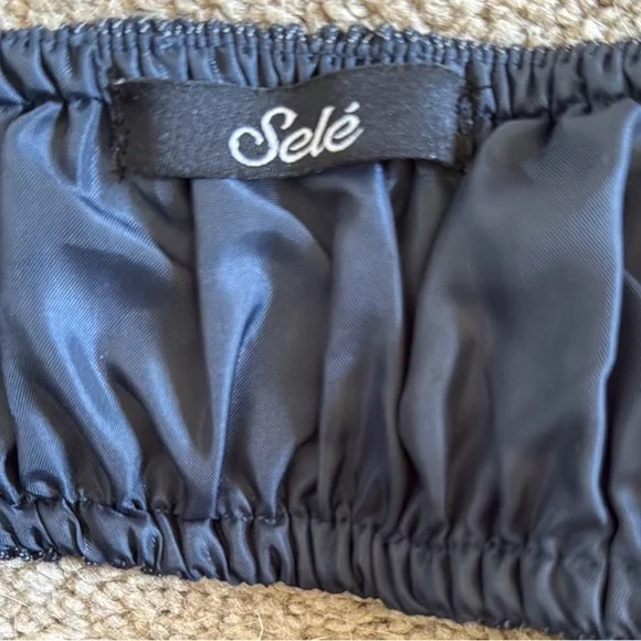 90’s Denim Bubble Hem, Sweetheart, Strapless, Back Cut Out Dress by Sele’ - Picture 5 of 7